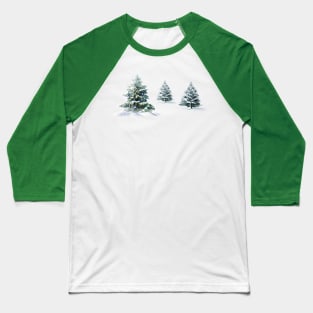 Snow Covered Trees Baseball T-Shirt